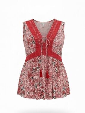 Torrid | Sleeveless V Neck Crochet Babydoll Boho Tunic Size 4X (Torrid Size 4)